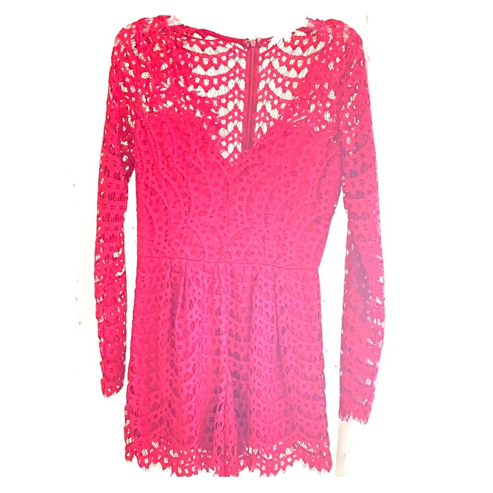 Red lace romper